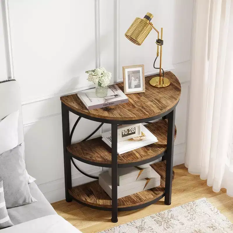 Tribesigns 3-Tier Semi Round End Table, Half Moon Accent Table