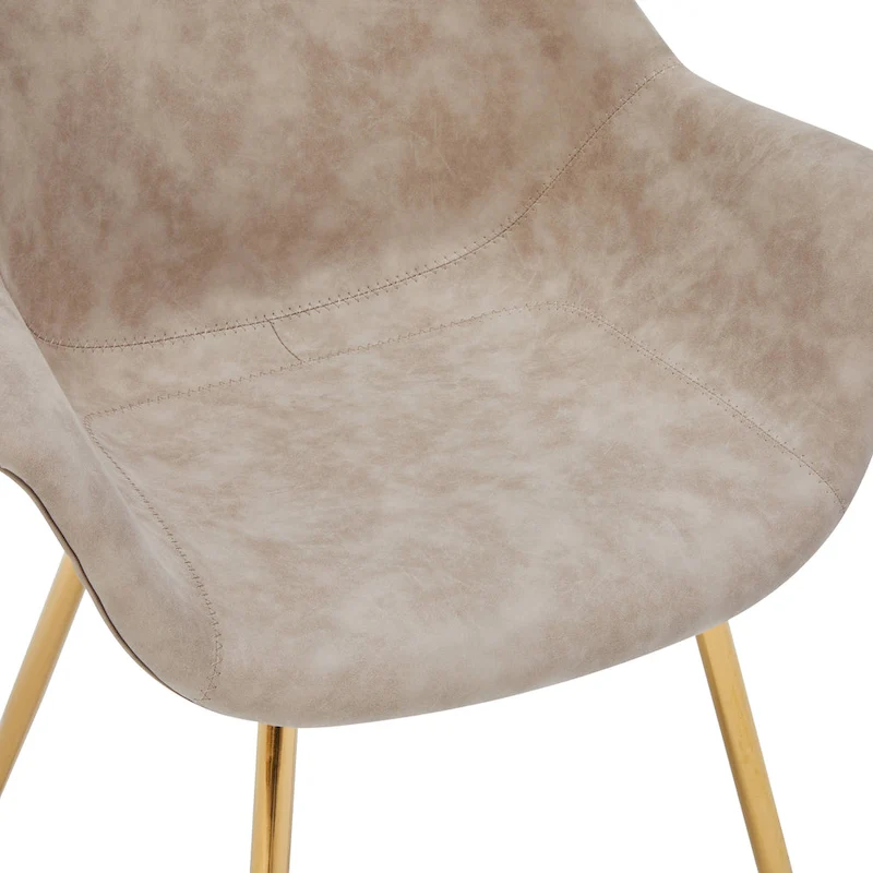 Markley Modern Leather Dining Armchair Set of 4 With Gold Metal Legs Accent Side Chair