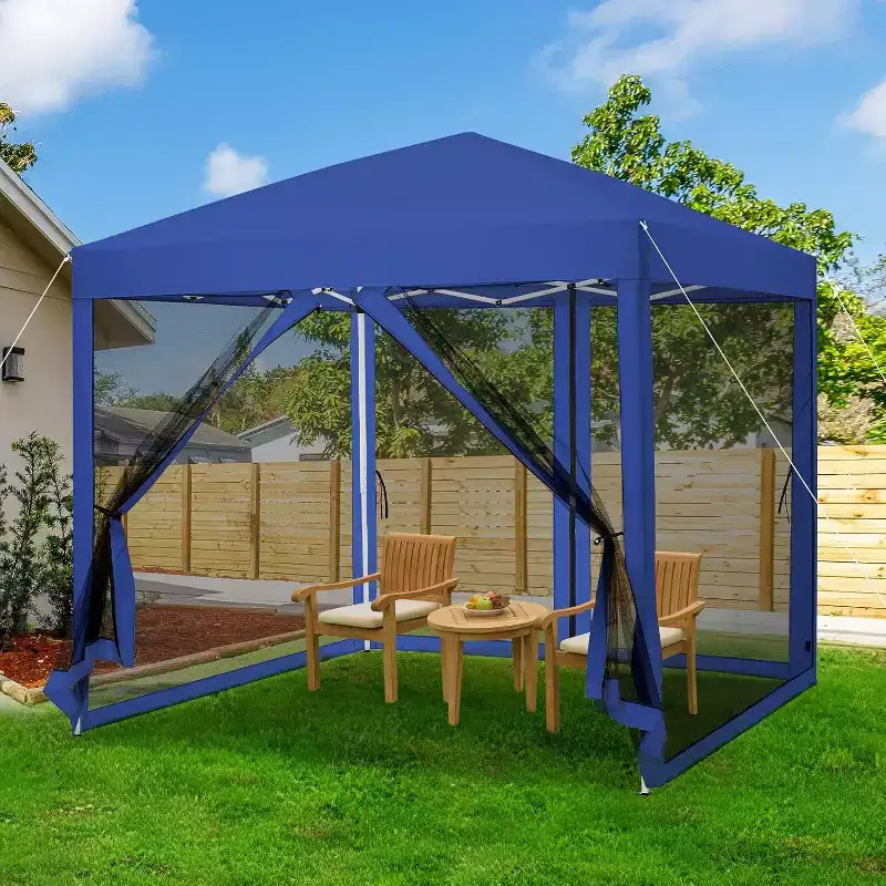10x10 Ft Pop-Up Gazebo with 4 Adjustable Sides & Mosquito Netting. Includes Wheeled Carry Bag for Patio, Lawn & Camping