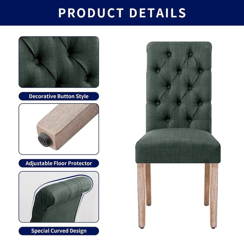 Linen Parsons Modern Button Dining Chair (Set of 2)