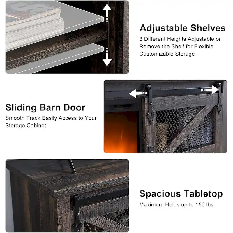 White Farmhouse TV Stand with Electric Fireplace