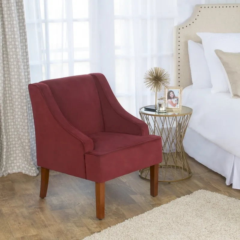Swoop Arm Accent Chair in Berry Merlot Velvet