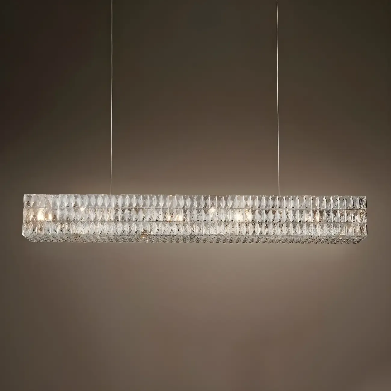 Modern Clear Crystal Rectangular Pendant Light