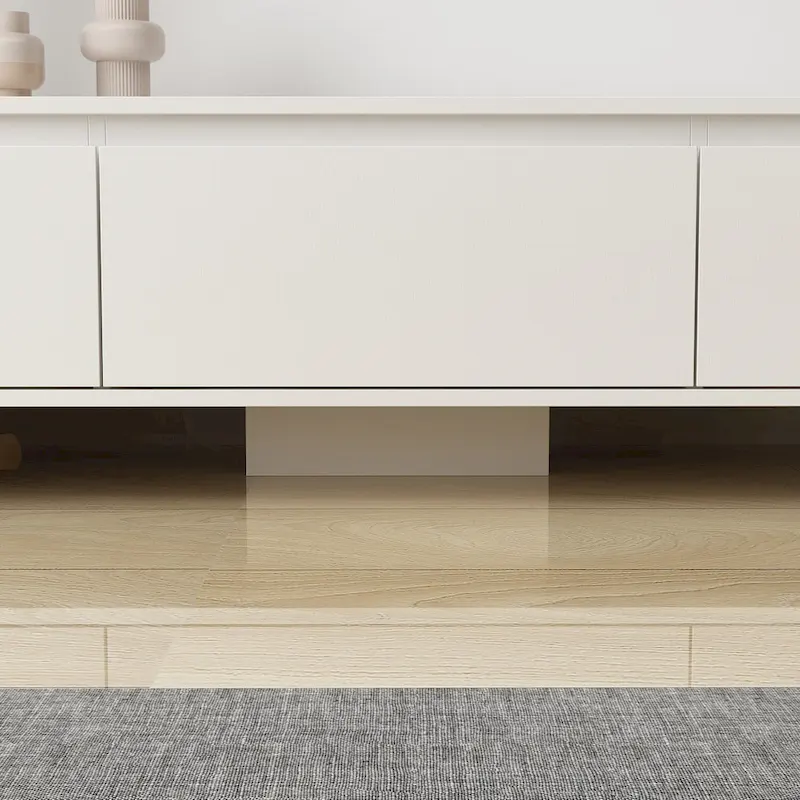 Modern Style Extendable TV Stand with 3Drawer White/Black 65.4-106.3