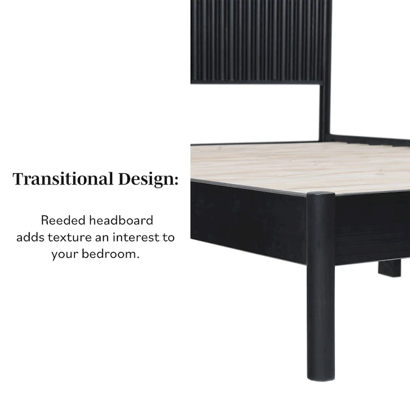 Transitional Solid Wood Queen Bed