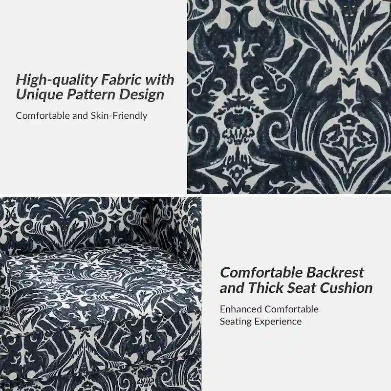 Grey/Navy Farmhouse Nailhead Camelback Armchair, 1-Person