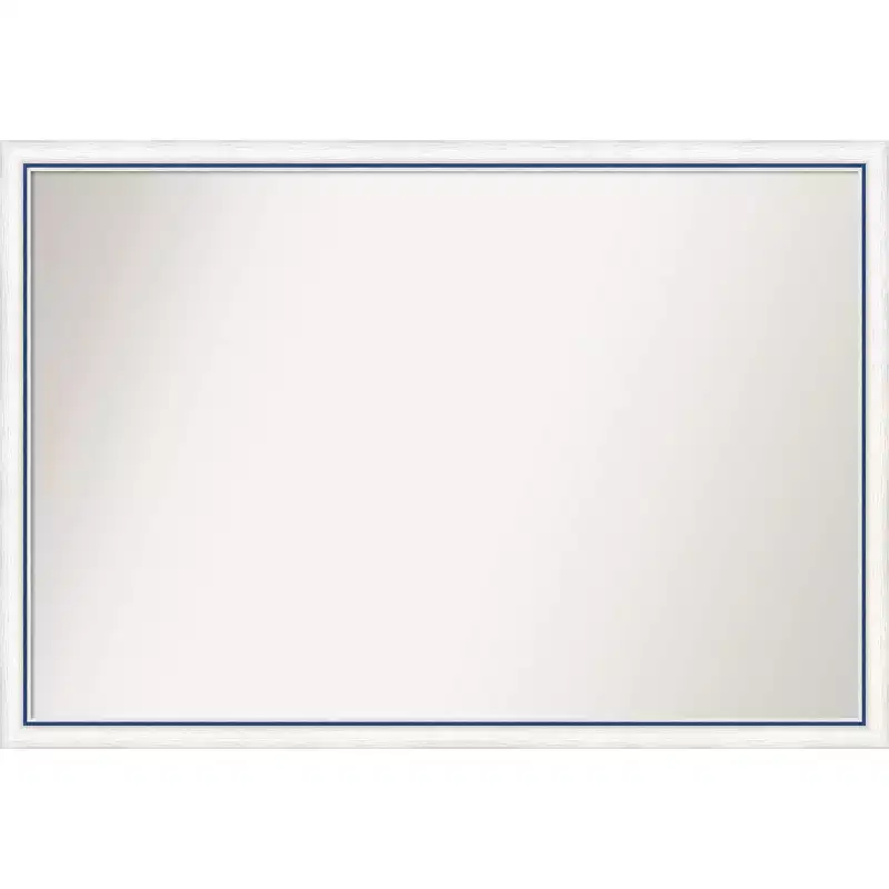 38"x26" Non-Beveled Morgan Wood Bathroom Wall Mirror White/Blue - Amanti Art