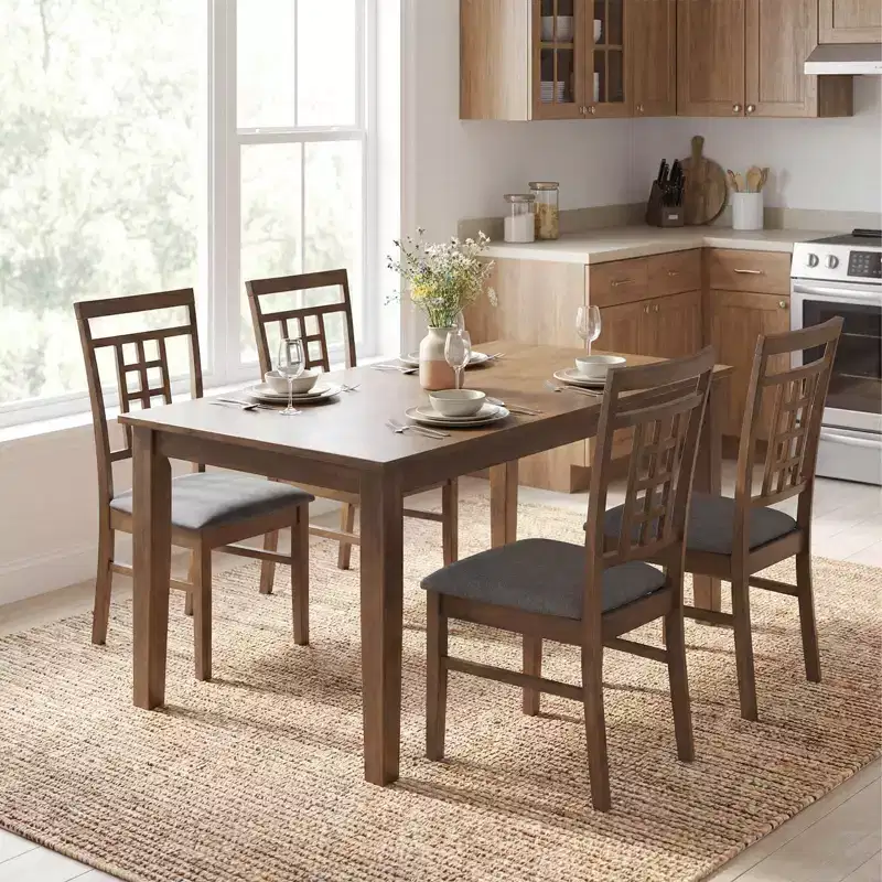 Costway Rubber Wood Dining Chairs Set of 2/4 Farmhouse Kitchen Chairs with Lattice Back,