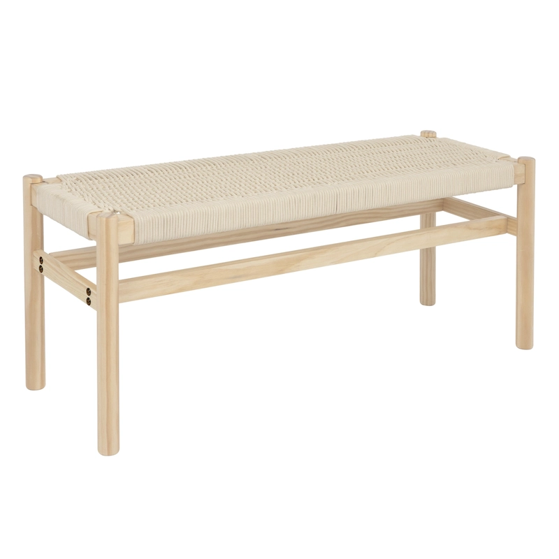 Fernway Solid Wood and Woven Rope Entryway Bench - 43.3 L x 15.0 W x 18.0 H