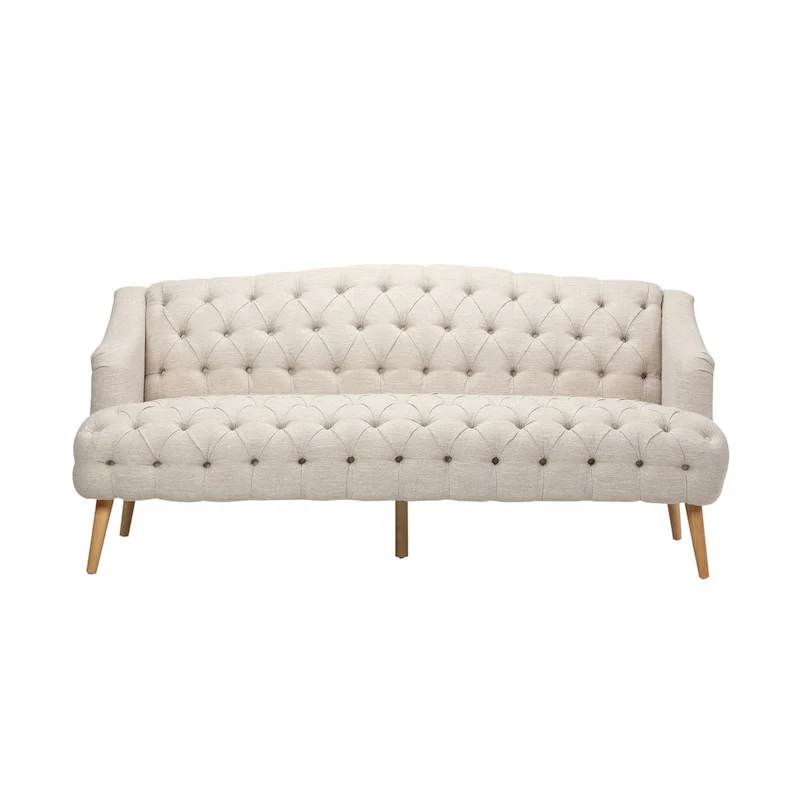 Modern 73.25 Button Tufted 3-Seater Sofa with Birch Legs