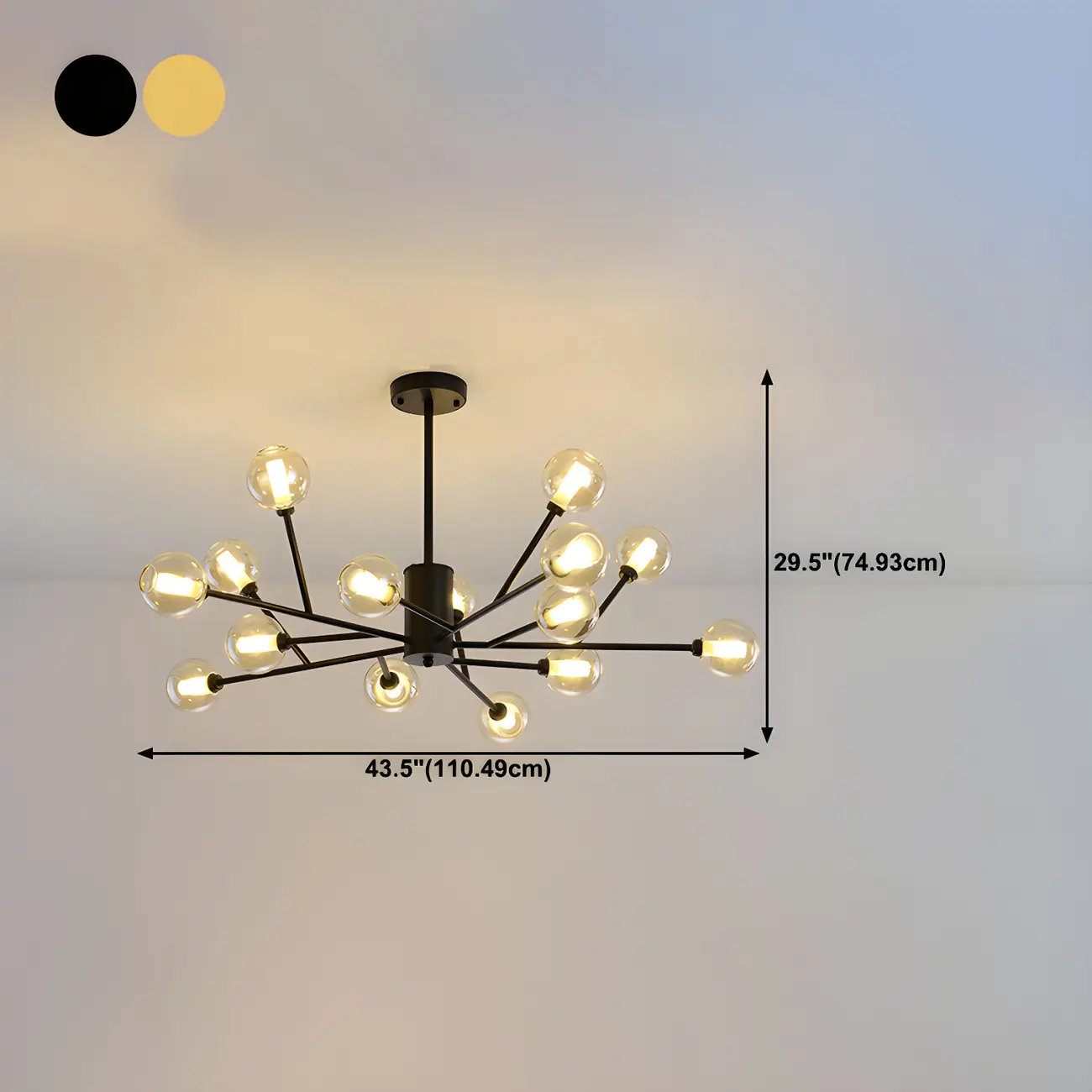 Modern Gold Metal Glass Globe Sputnik Chandelier