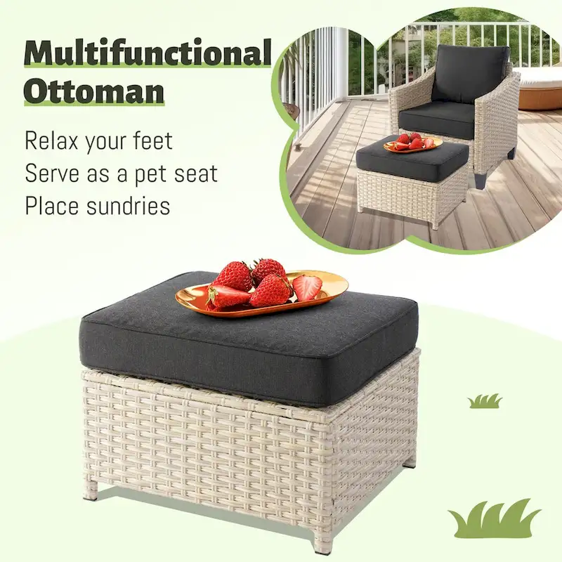 HOOOWOOO 8-piece Wicker Patio Furniture Conversation Sofa Set