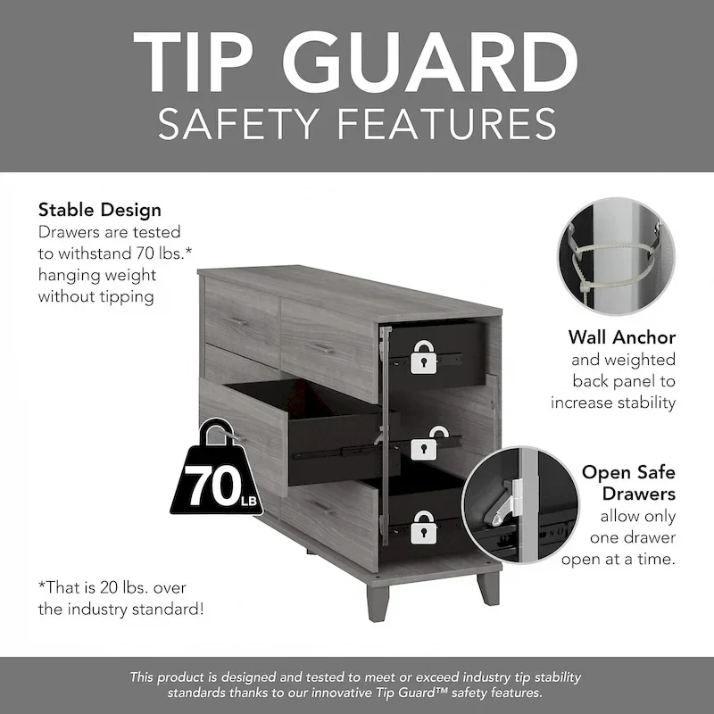 Somerset Ash Grey Headboard, Dresser and Nightstand Bedroom Set