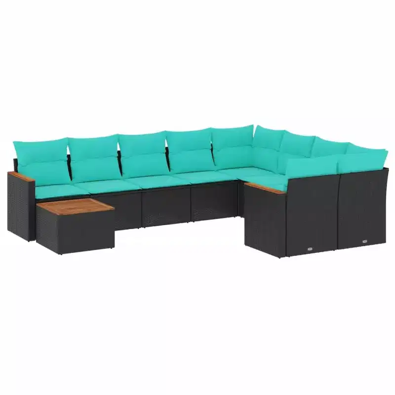 vidaXL 10 Piece Garden Sofa Set with Cushions Poly Rattan