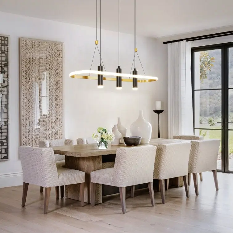 4 - Light Black/Gold Dimmable LED Pendant Light[No Bulb]