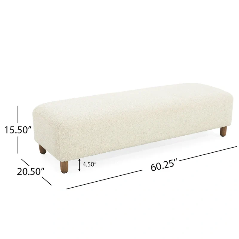 Fabric Upholstered Ottoman Bench with Wood Frame