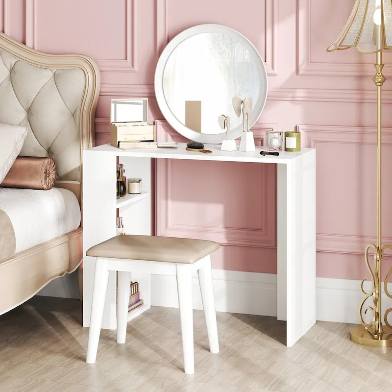 36 Compact Writing Desk w/ 3 Open Shelves Freestanding