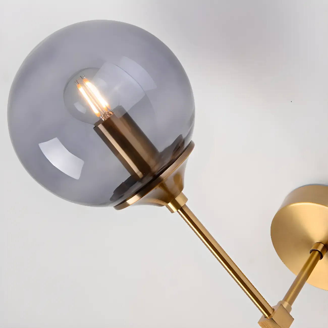 Modern Grey Glass Globe Metal Wall Sconce