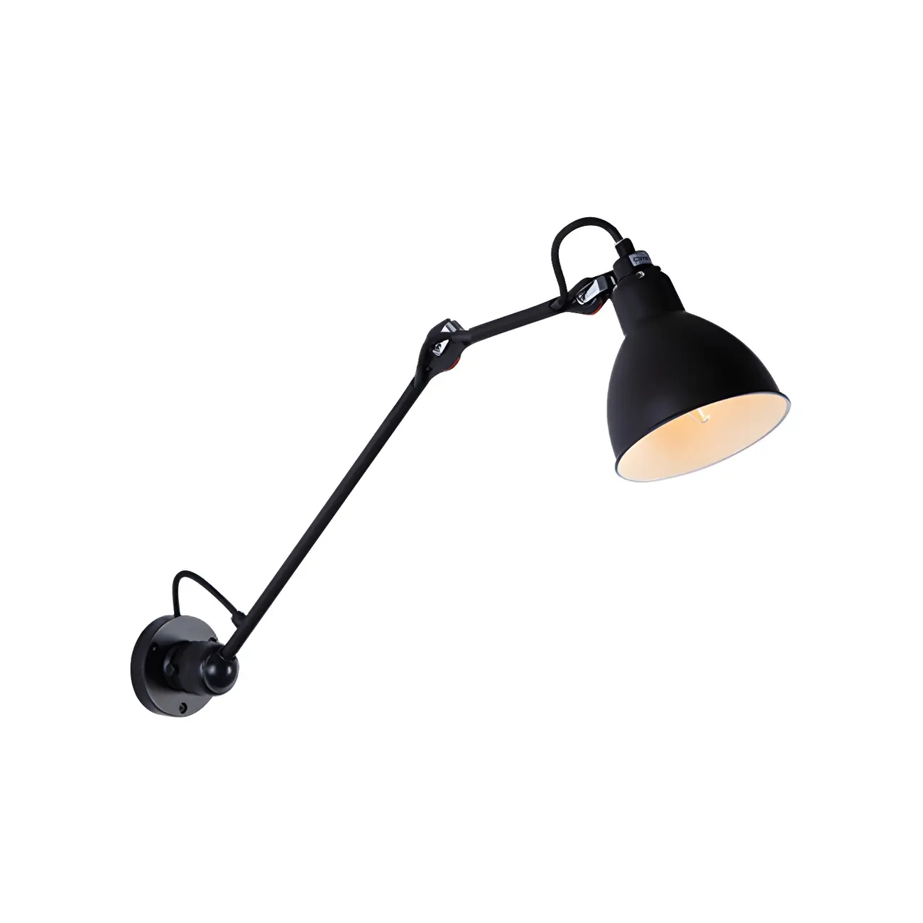 White Inner Shade Black Metal Swing Arm Wall Light