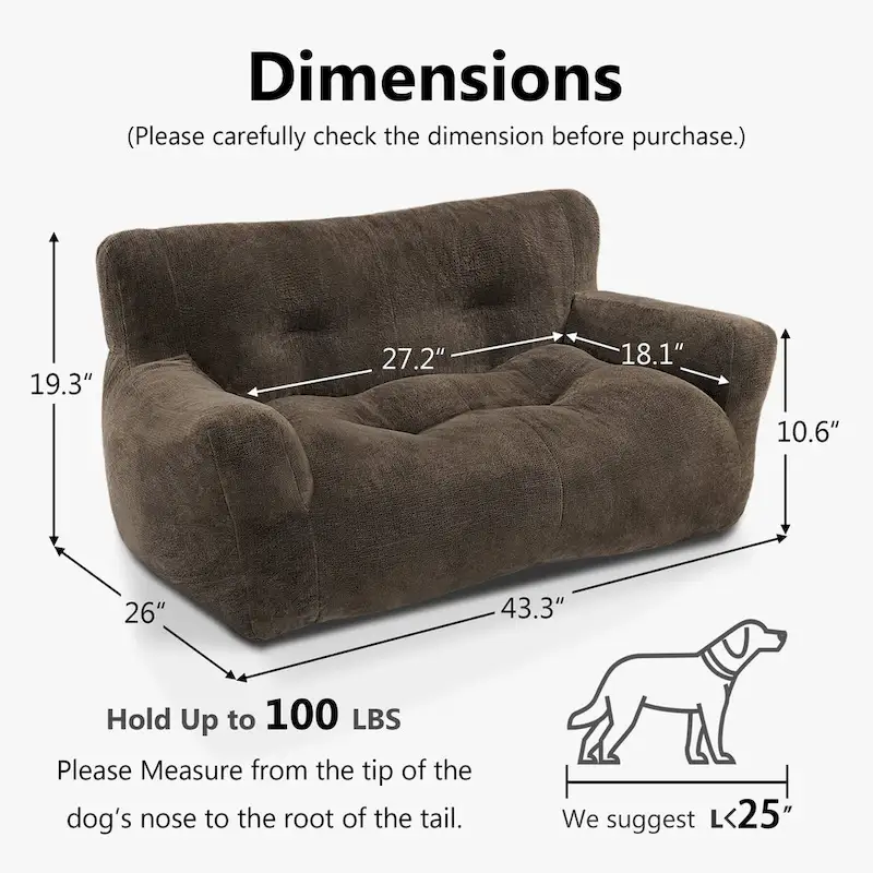 MCombo Pet Couch Sofa Bed Dog Bed for Small Medium Dogs, Fabric 0374