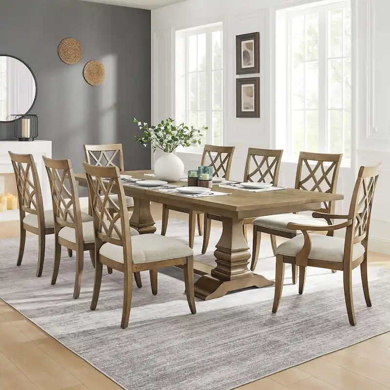 Modern Dining Chairs with Armrests and Upholstered Seat - 2 Pack
