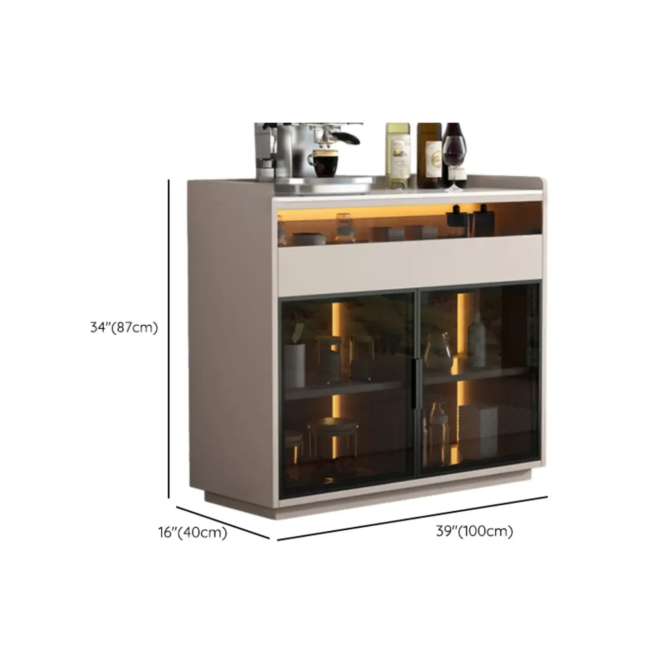 Modern Wood Buffet Sintered Stone Countertop