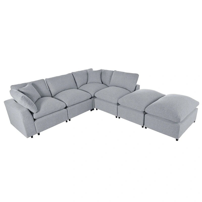 Modern U-Shape Sectional Sofa, 2 Large Chaise with Removable Ottomans