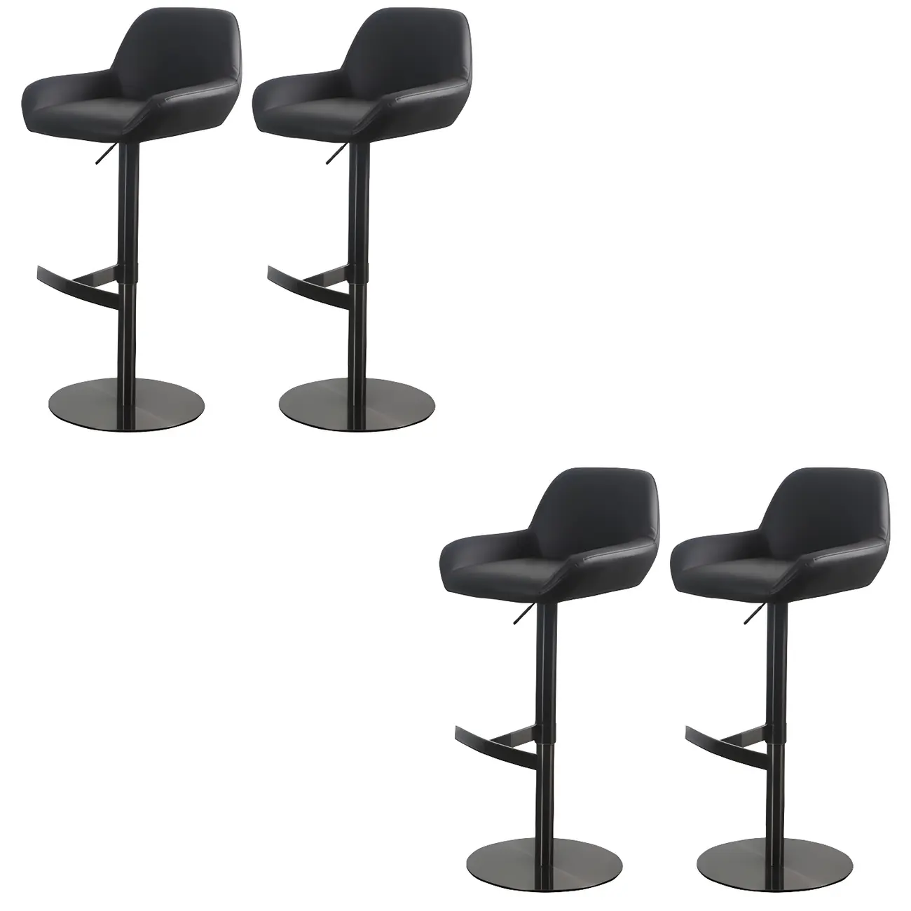 Glossy Metal Bucket Swivel Adjustable Bar Stools