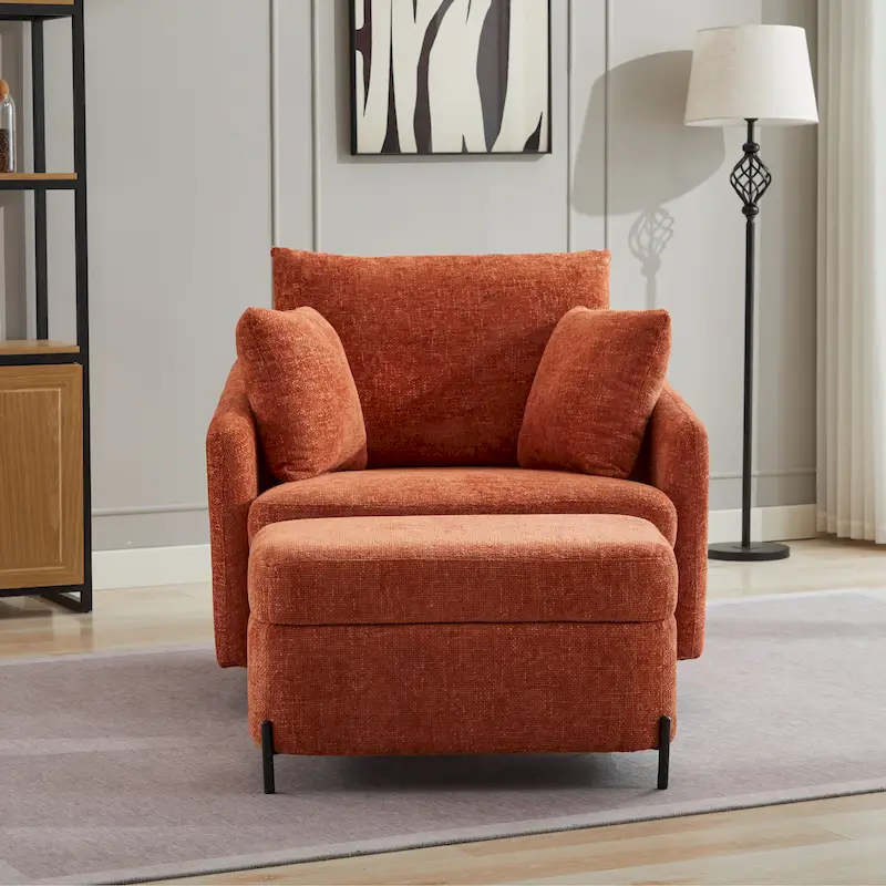 40.6 W Upholstered Swivel Accent Sofa Chair With Pillows
