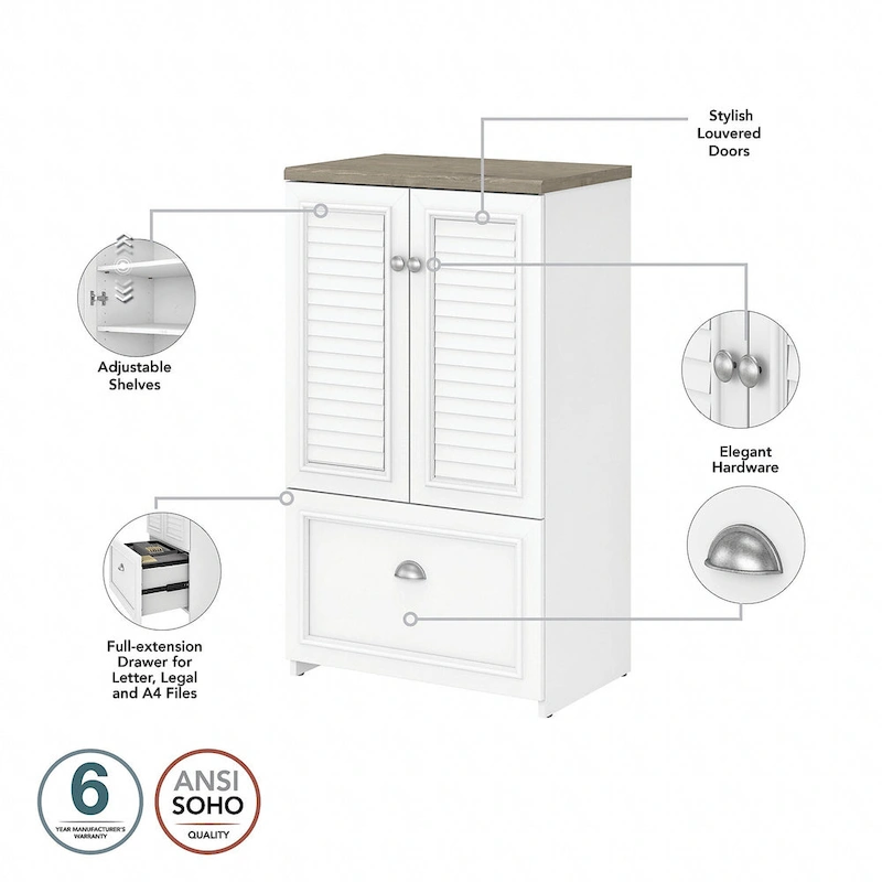 41.7-inch Cabinet with Drawer - 23.74L x 16.06W x 41.69H - 23.74L x 16.06W x 41.69H