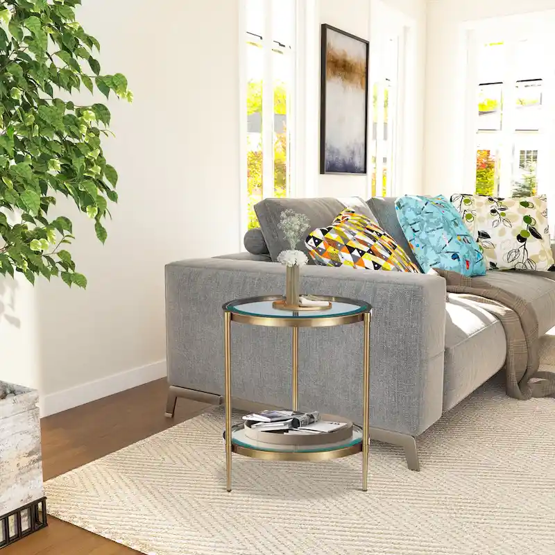 Tempered Glass Small Round End Table