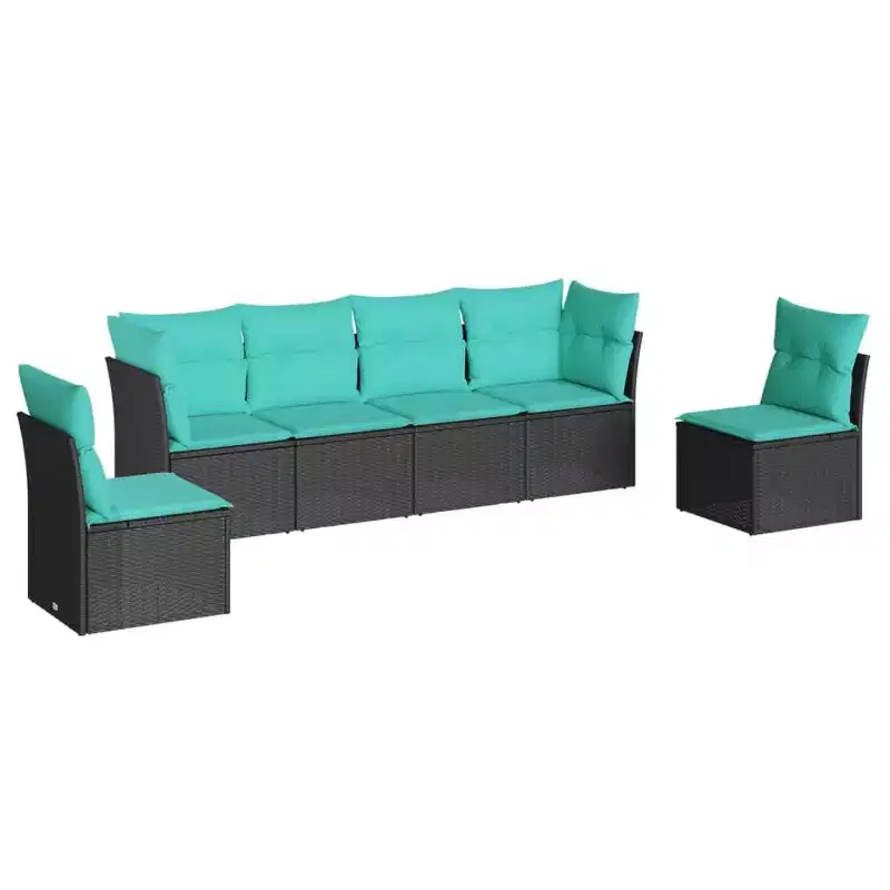 vidaXL 7 Piece Patio Sofa Set with Cushions Poly Rattan