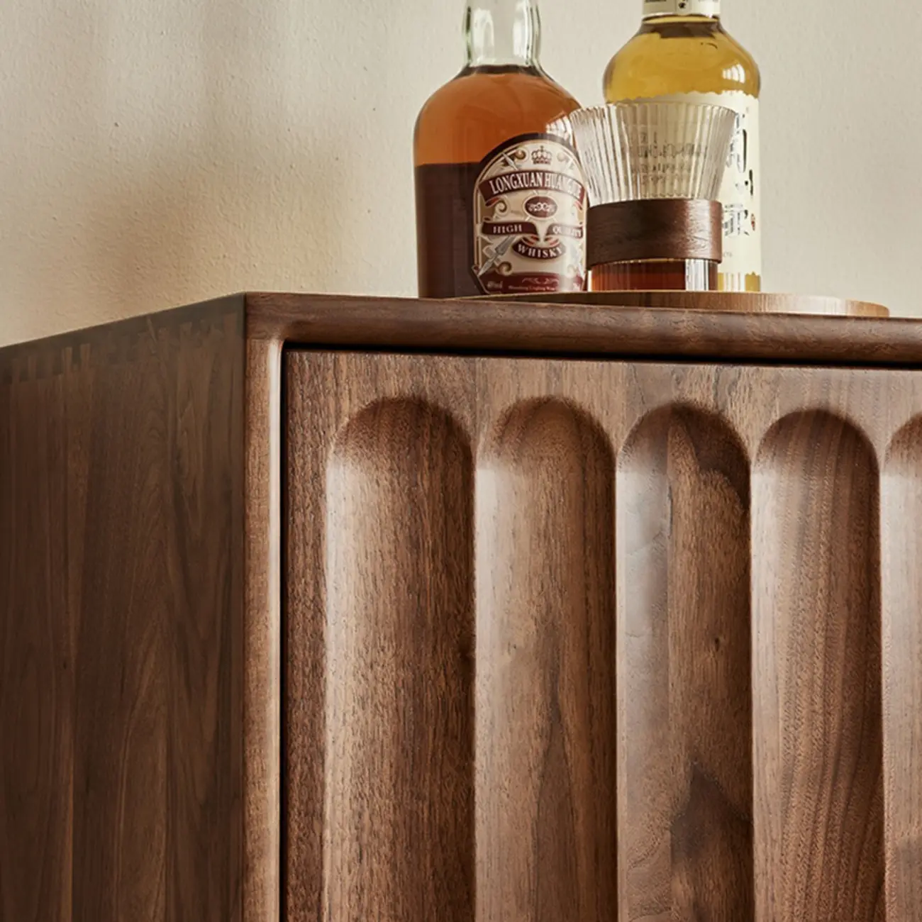 Scandinavian Pine Wood Accent Cabinet in Free-standing