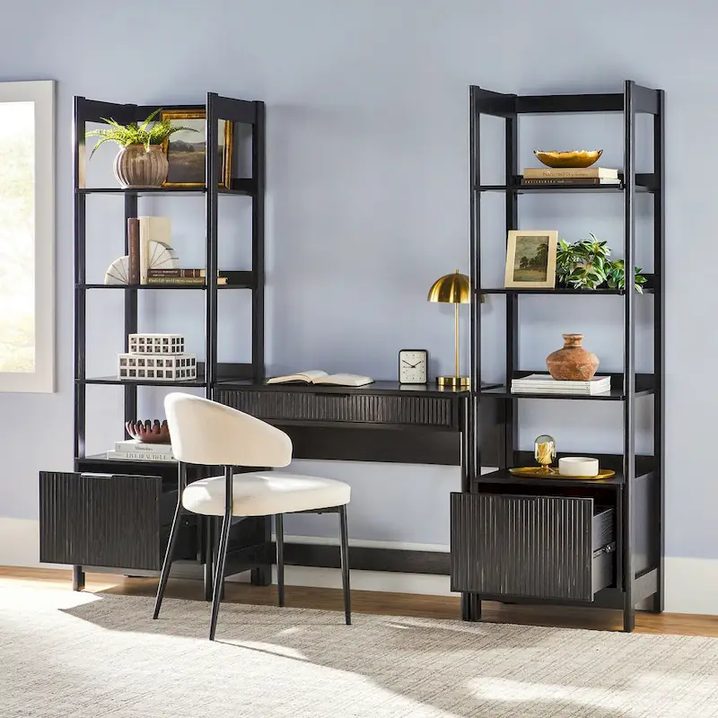 Middlebrook 3-Piece Set Writing Desk with 2 Narrow Bookcases