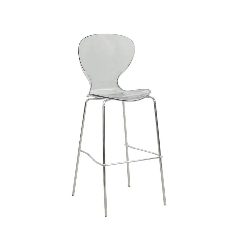 Acrylic Barstool with Steel Frame in Chrome Finish Oyster Series Set of 2