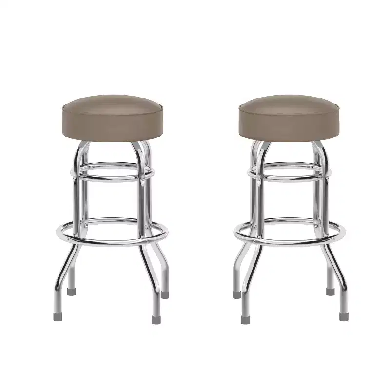 Flash Furniture 2 Pack Double Ring Chrome Barstool