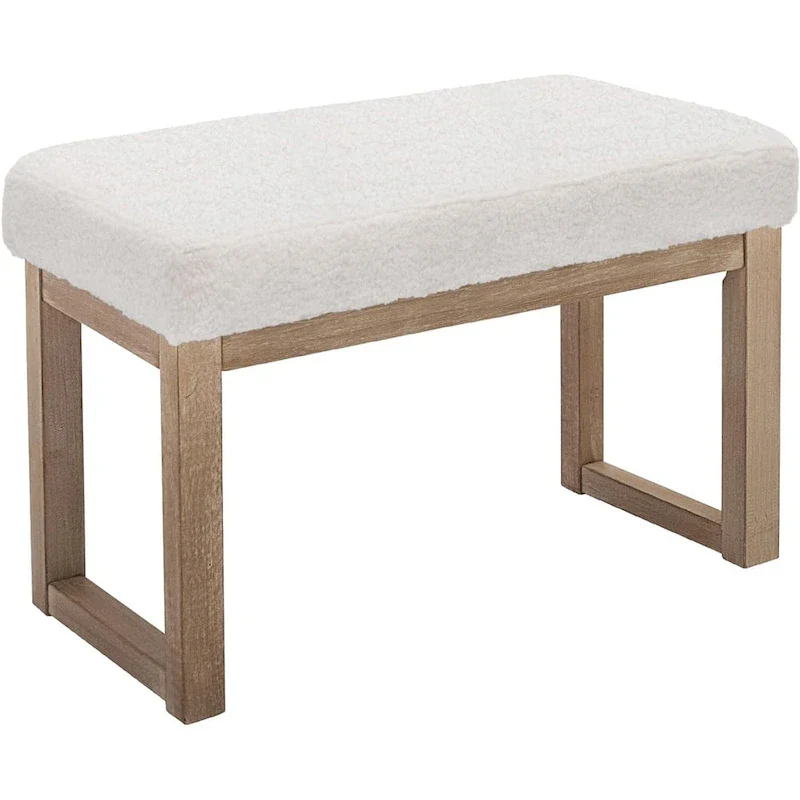 Rectangle Ottoman Bench with Soft Fabric Cover, White