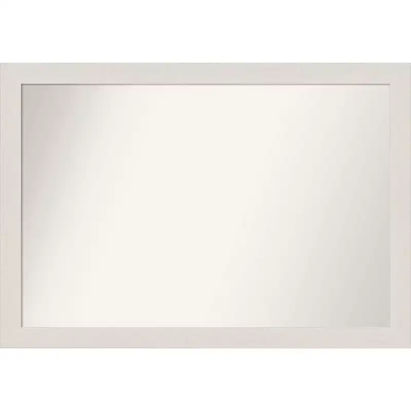 40" x 28" Non-Beveled Rustic Plank White Narrow Bathroom Wall Mirror - Amanti Art: Includes Mounting Hardware