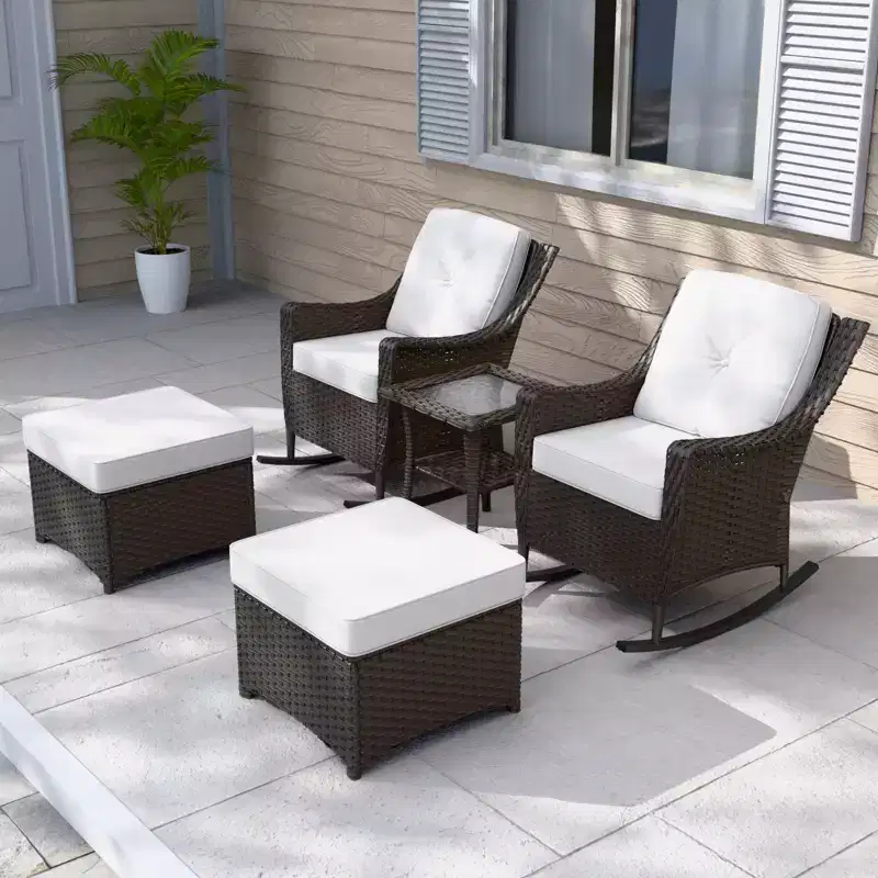 EAGLE PEAK Coastal Vista 3 Piece Patio Bistro Set with Side Table, Includes 2 Patio Chairs for Patio, Porch, Garden, Poolside