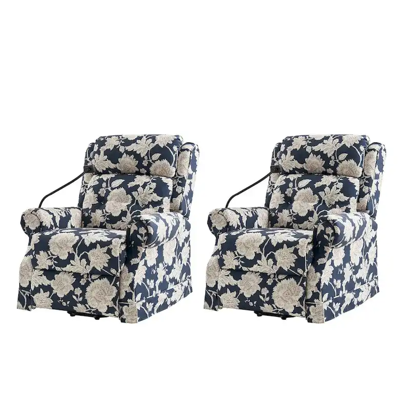 Billy Traditional Lift Assist Power Recliner With Massage Heat And Manual Headrest Set of 2 by HULALA HOME