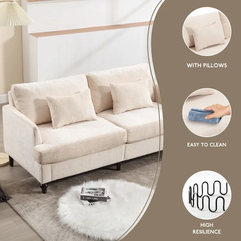 HOMEFUN Modern chenille Fabric Loveseat,2-Seat Upholstered Loveseat Sofa Modern Couch