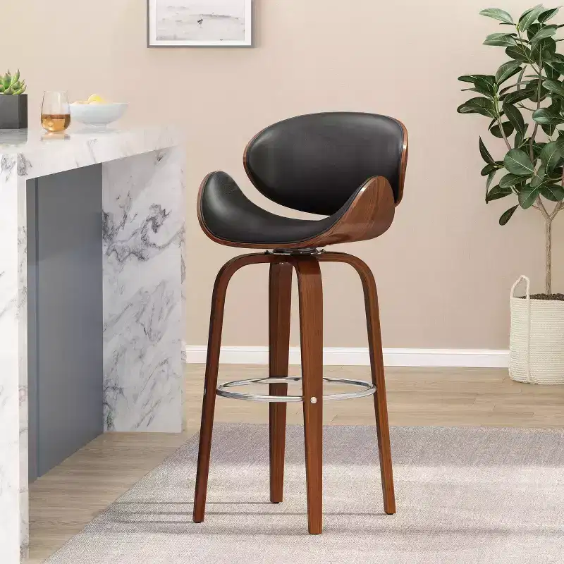 Okak 30 Mid-Century Modern Counter Height Bar Stools 1 PC, Swivel Shell-Shaped Counter Stools with Footrest for Home, Pub, Kitchen Island