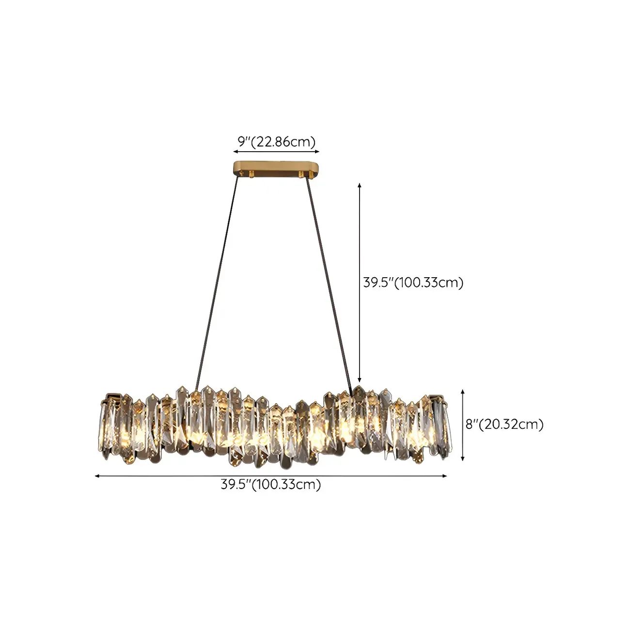 Elegant Grey Crystal Linear Island Pendant Light