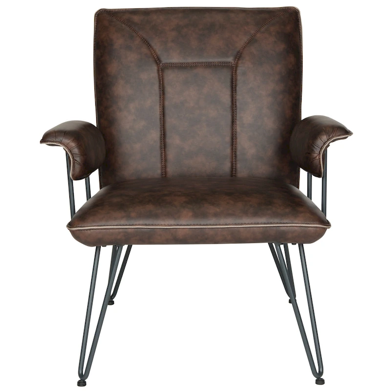 SAFAVIEH Idamae Mid-Century Modern Faux Leather Arm Chair - 29Wx28Dx33H