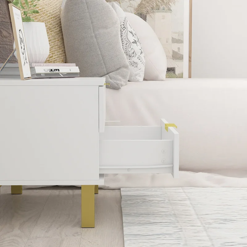 Modern Metal/ Chipboard 2-Drawer Nightstand