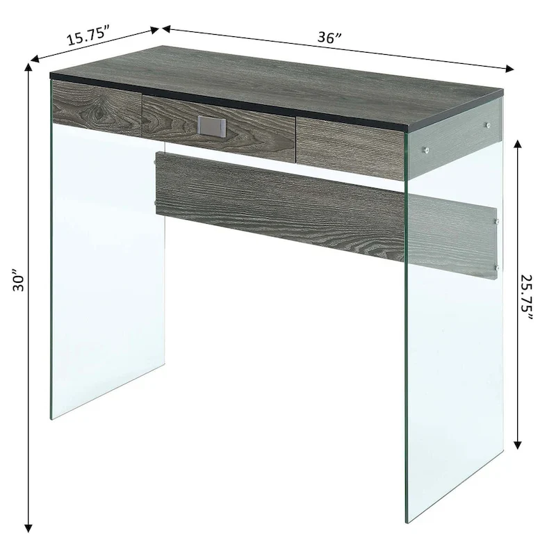 Convenience Concepts SoHo 1 Drawer Glass 36 Desk