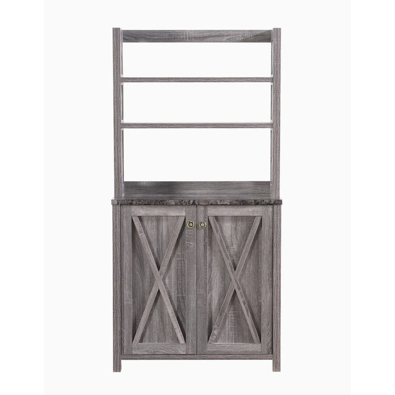 Figg Rustic Wood Multi-shelf Microwave Cabinet by Furniture of America