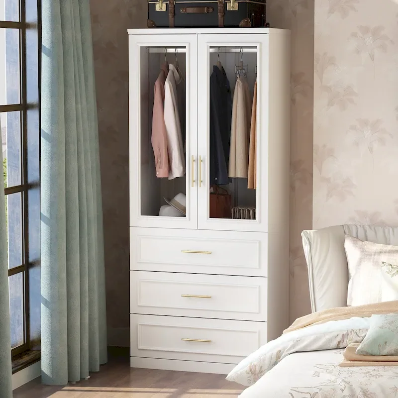 74.8H Modular Armoire&Wardrobe Storage Closet Cabinet Organizer White