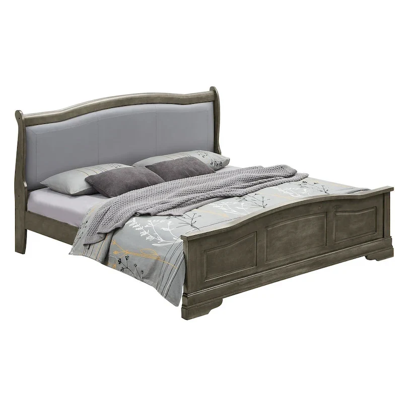 Louis Philippe Upholstered Wood King Panel Bed