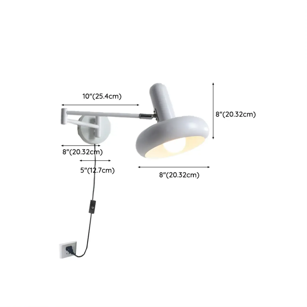 Modern White Adjustable Swing Arm Wall Light